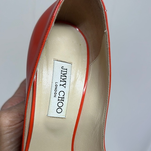 Jimmy Choo Red Heels Elegant Peep Toe - Picture 8 of 16